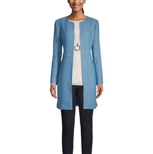 CHICOS Elongated Indigo Open Front Longline Blazer Jacket